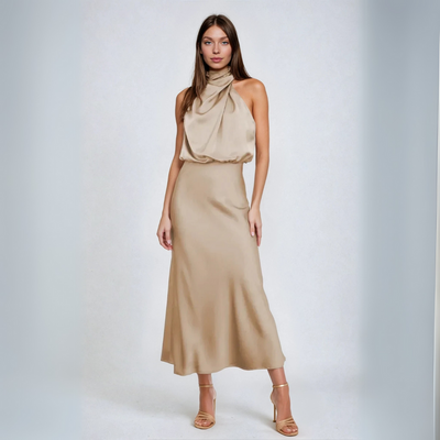 Mila | Lang kjole med halterneck