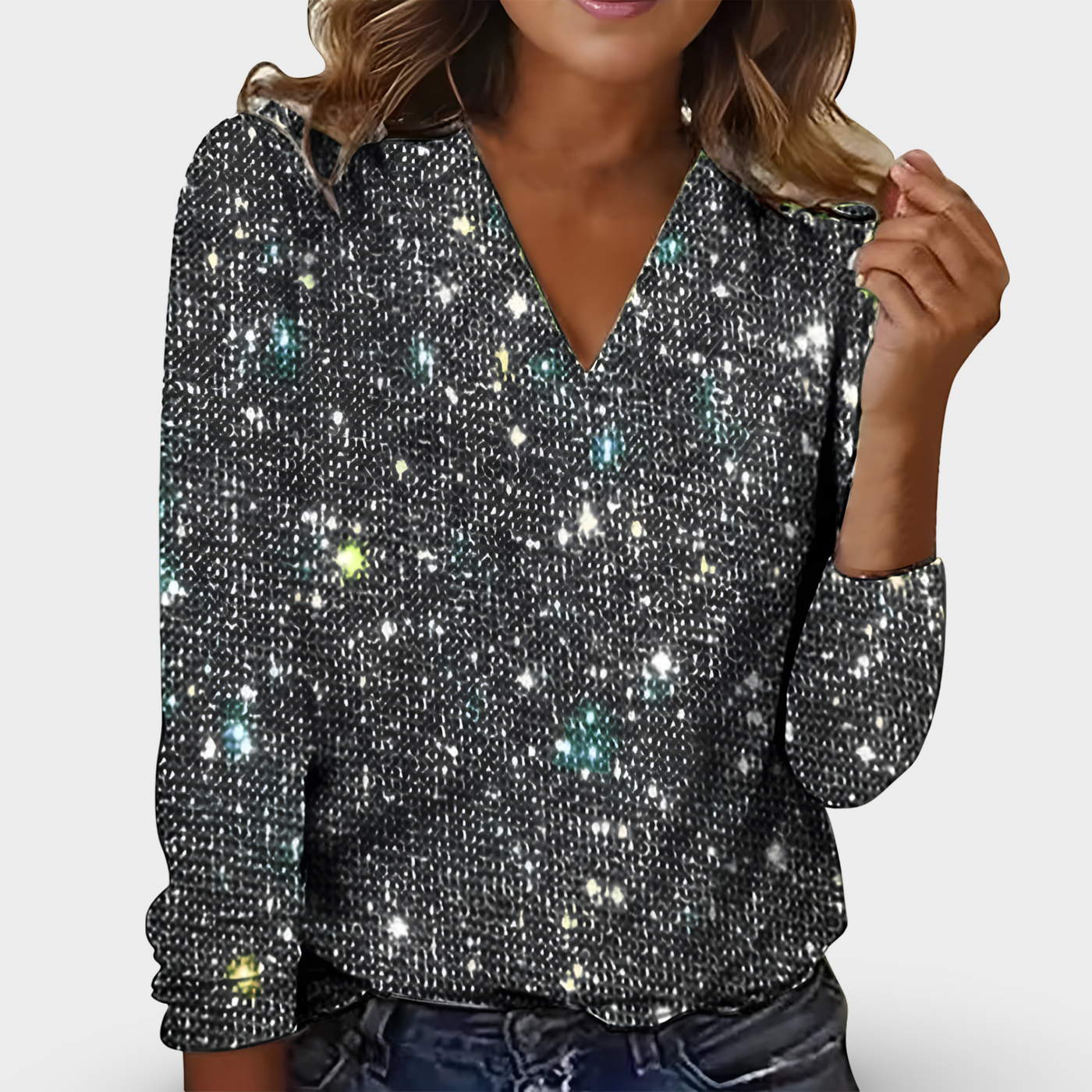 Lynn | V-hals Diamant Bluse