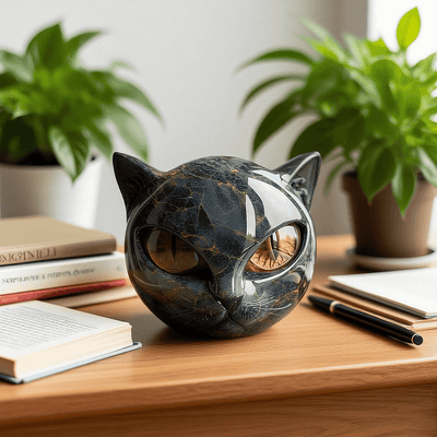 Simba | Mystisk skulptur af sort kattehoved