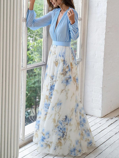 Sofia | Lang kjole med blomstermotiv
