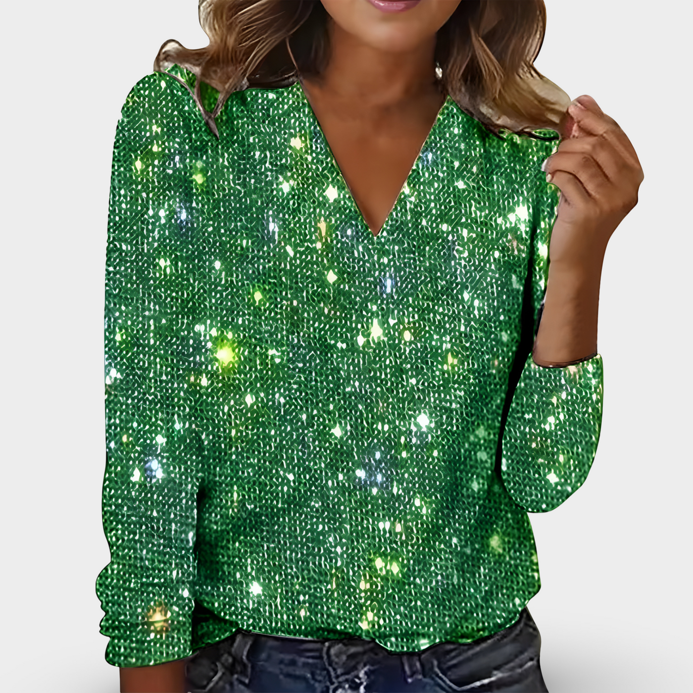 Lynn | V-hals Diamant Bluse
