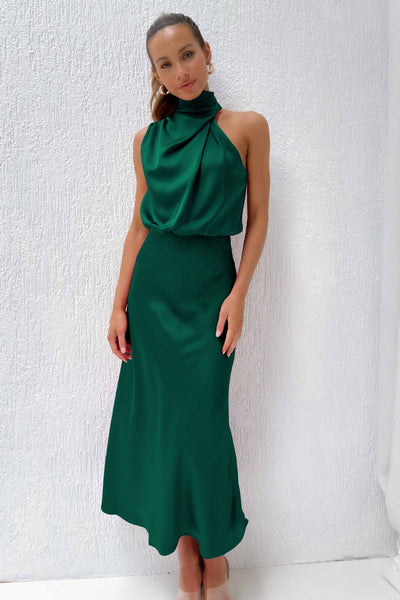 Mila | Lang kjole med halterneck