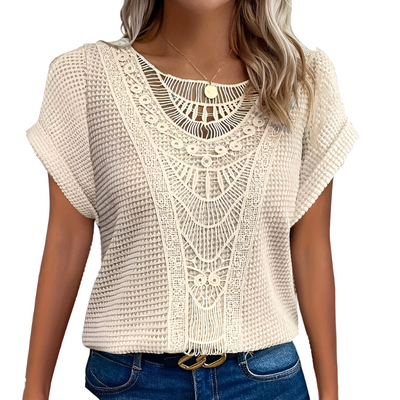 Sami | Stilfuld Top med Blonde Detalje