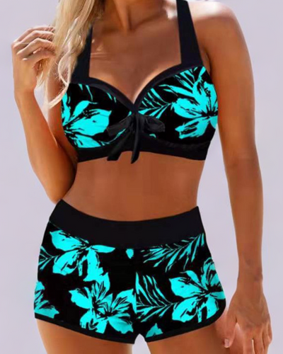Hawaii |  Badedragt med høj talje og blomsterprint