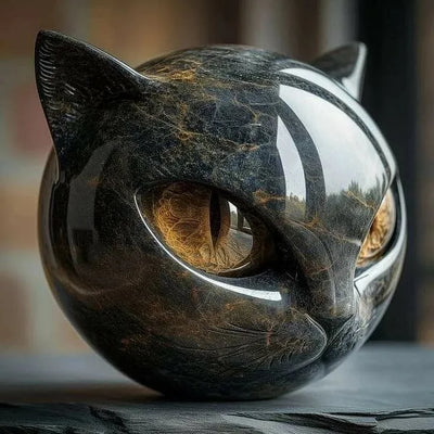 Simba | Mystisk skulptur af sort kattehoved