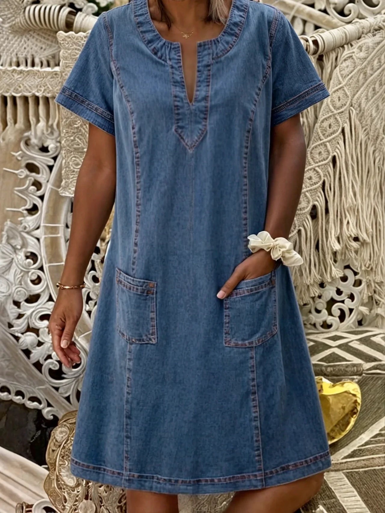 Monica | Blød Denim Kjole